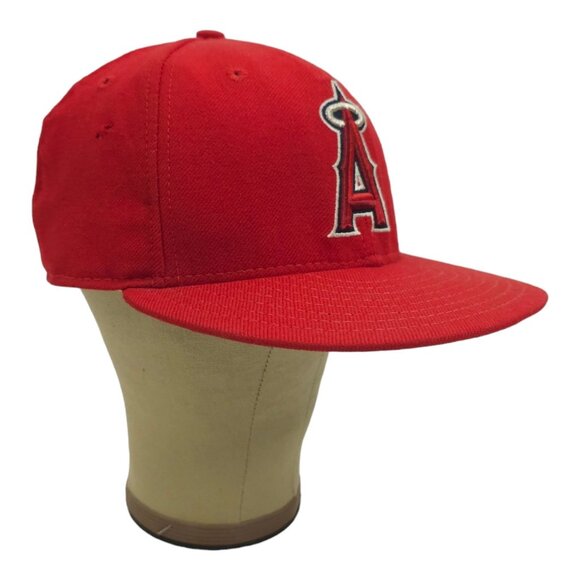 New Era Los Angeles Angels MLB Wool Fitted Cap 7 1/8 USA Made Hologram Hat - Picture 3 of 16